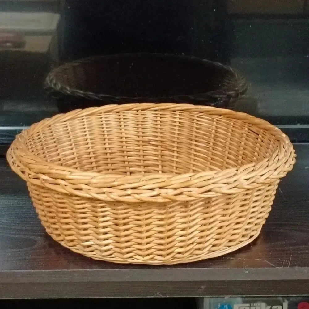 Round Wicker Basket Farmhouse Country Decoration